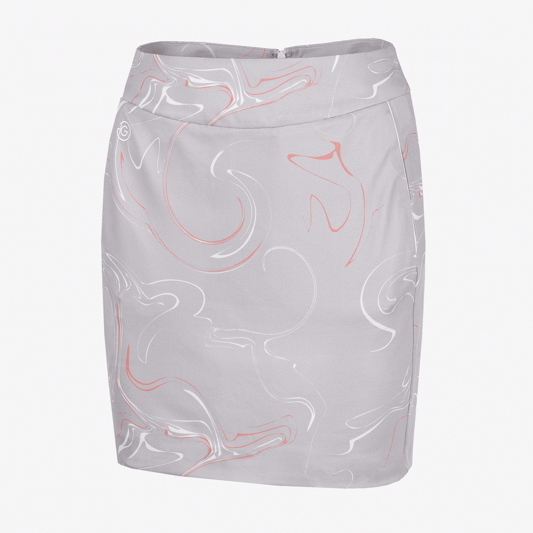 Mabel is a Breathable golf skirt with inner shorts for Women in the color Cool Grey/Coral/White(0)