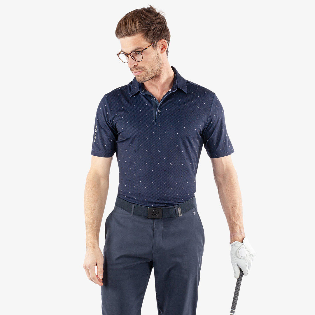 Miklos is a Breathable short sleeve golf shirt for Men in the color Navy(1)