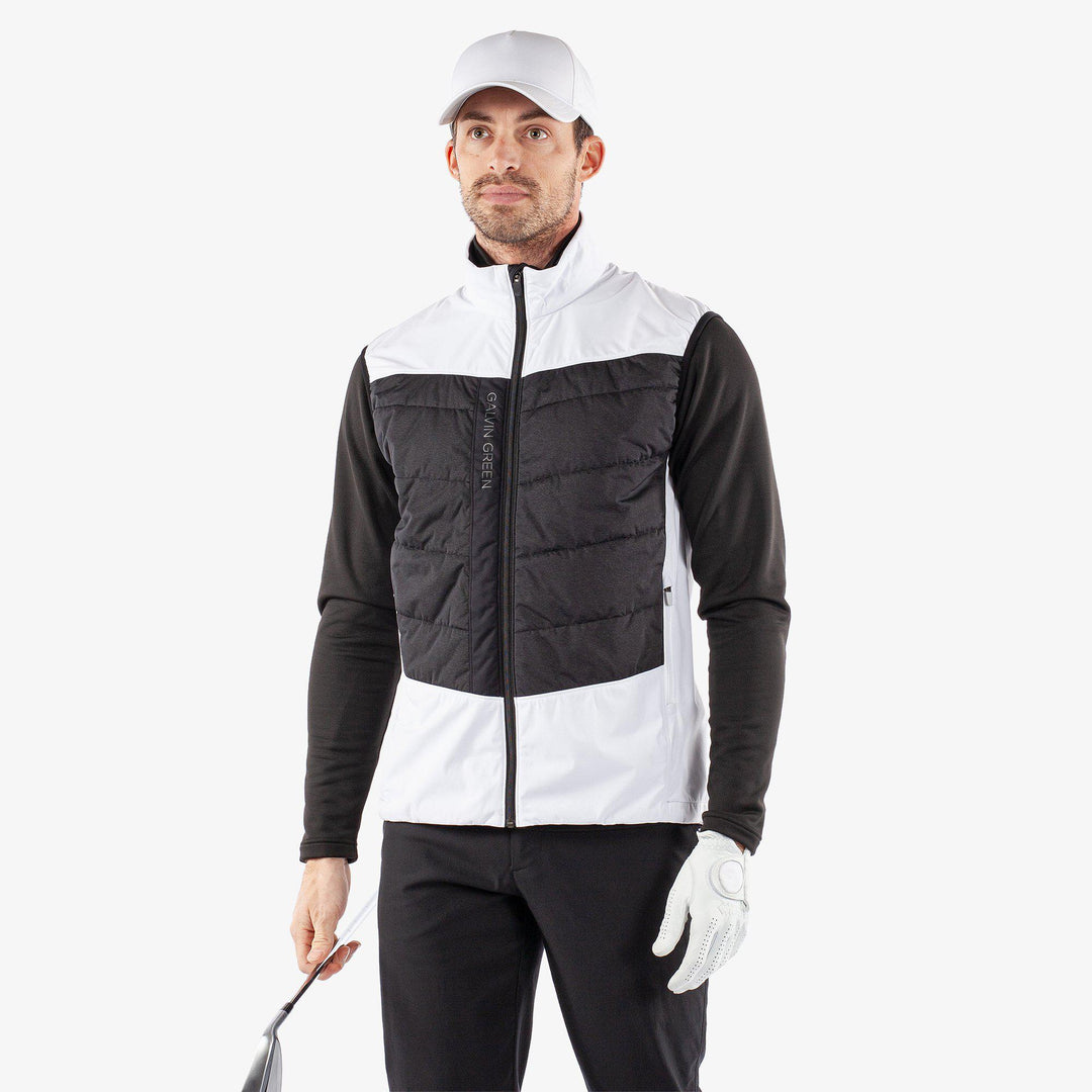 Lauro is a Windproof and water repellent golf vest for Men in the color White/Black(1)