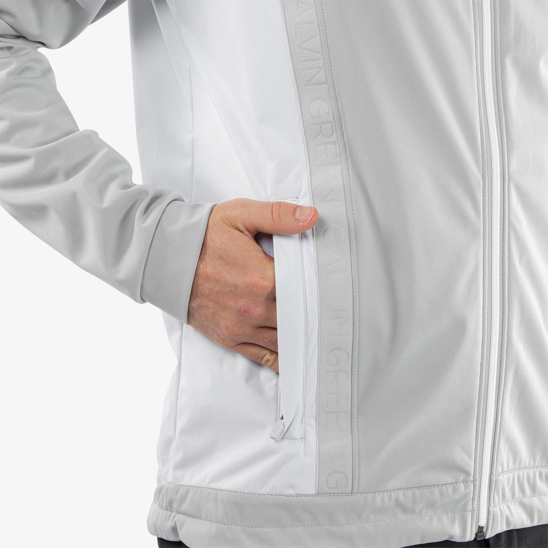 Lucien is a Windproof and water repellent jacket for  in the color Cool Grey/White(4)