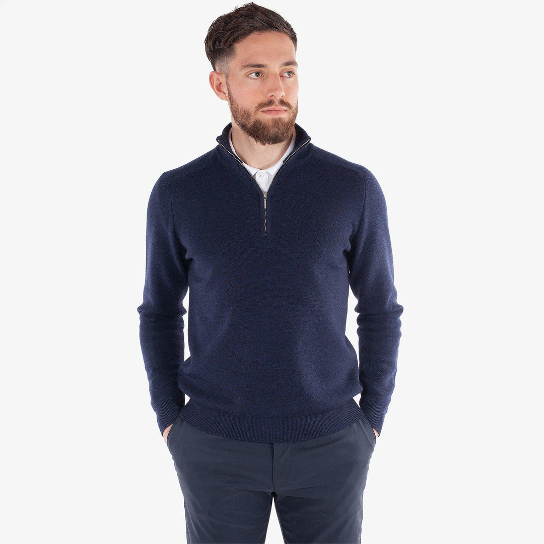 Chester is a Merino golf sweater for Men in the color Navy melange(1)