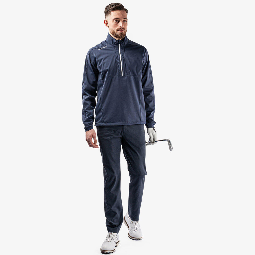 Lawrence is a Windproof and water repellent golf jacket for Men in the color Navy/White(2)