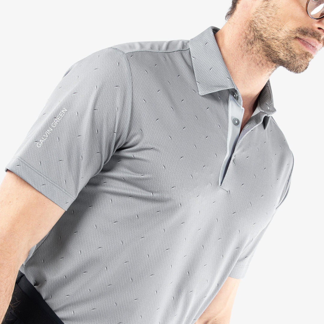 Miklos is a Breathable short sleeve golf shirt for Men in the color Sharkskin(3)