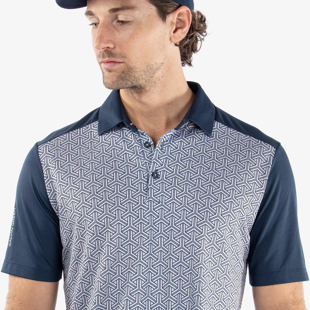 Mile is a Breathable short sleeve golf shirt for Men in the color Navy/Cool Grey(3)