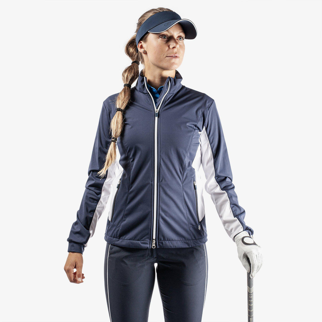 Larissa is a Windproof and water repellent golf jacket for Women in the color Navy/White(1)
