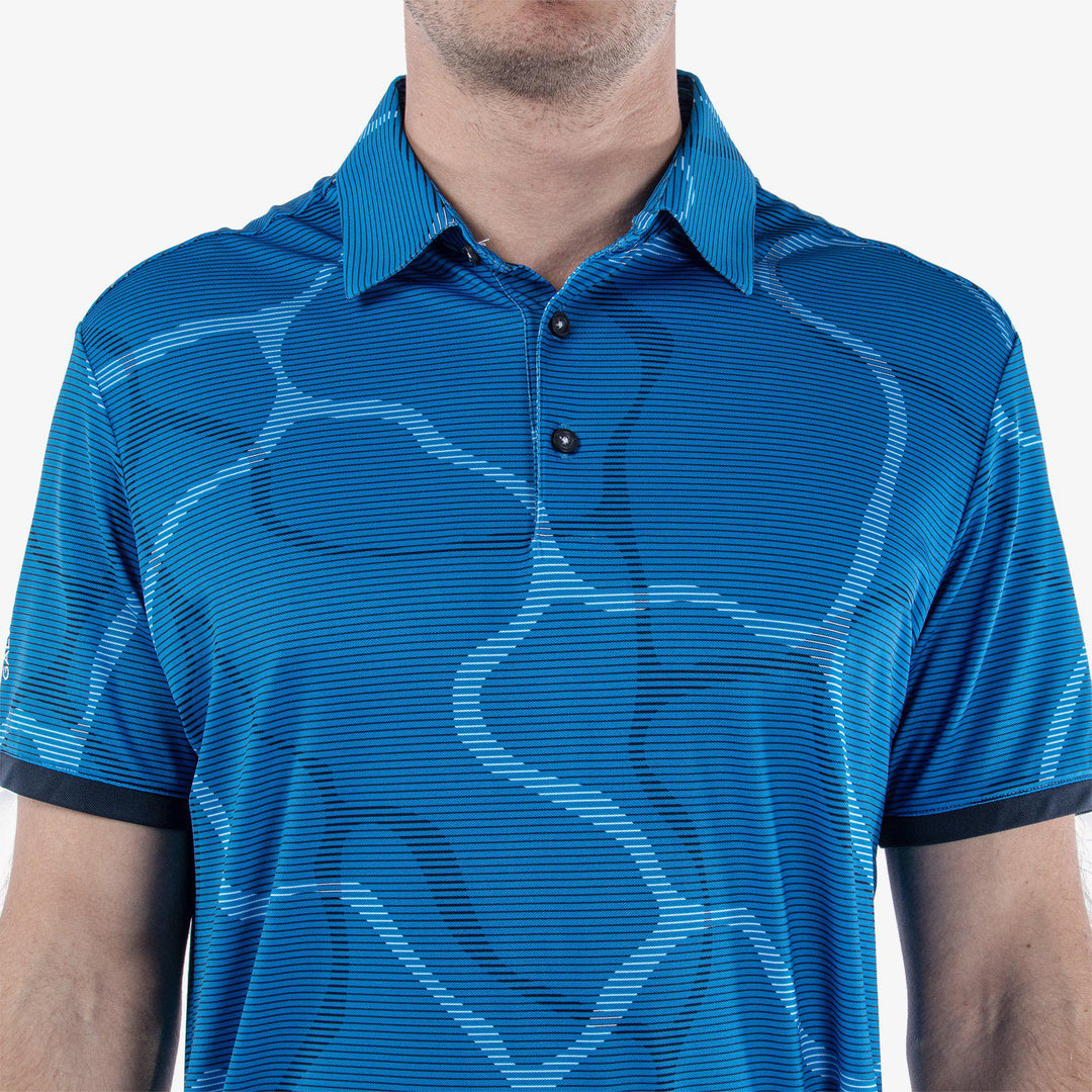 Markos is a Breathable short sleeve golf shirt for Men in the color Blue/Navy(4)