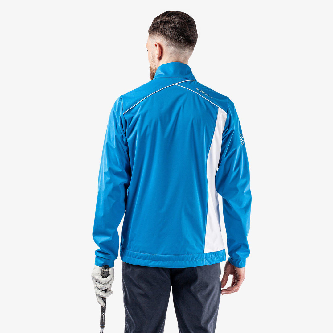 Lucien is a Windproof and water repellent jacket for  in the color Blue/White/Cool Grey(7)