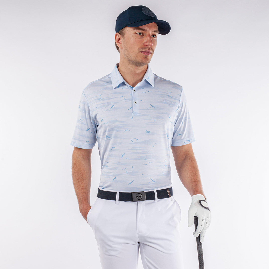Marin is a Breathable short sleeve golf shirt for Men in the color Light Blue(1)