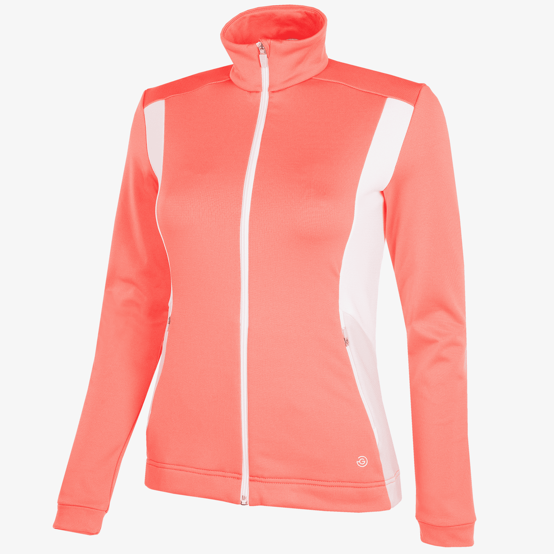 Donella is a Insulating golf mid layer for Women in the color Coral/White/Cool Grey(0)