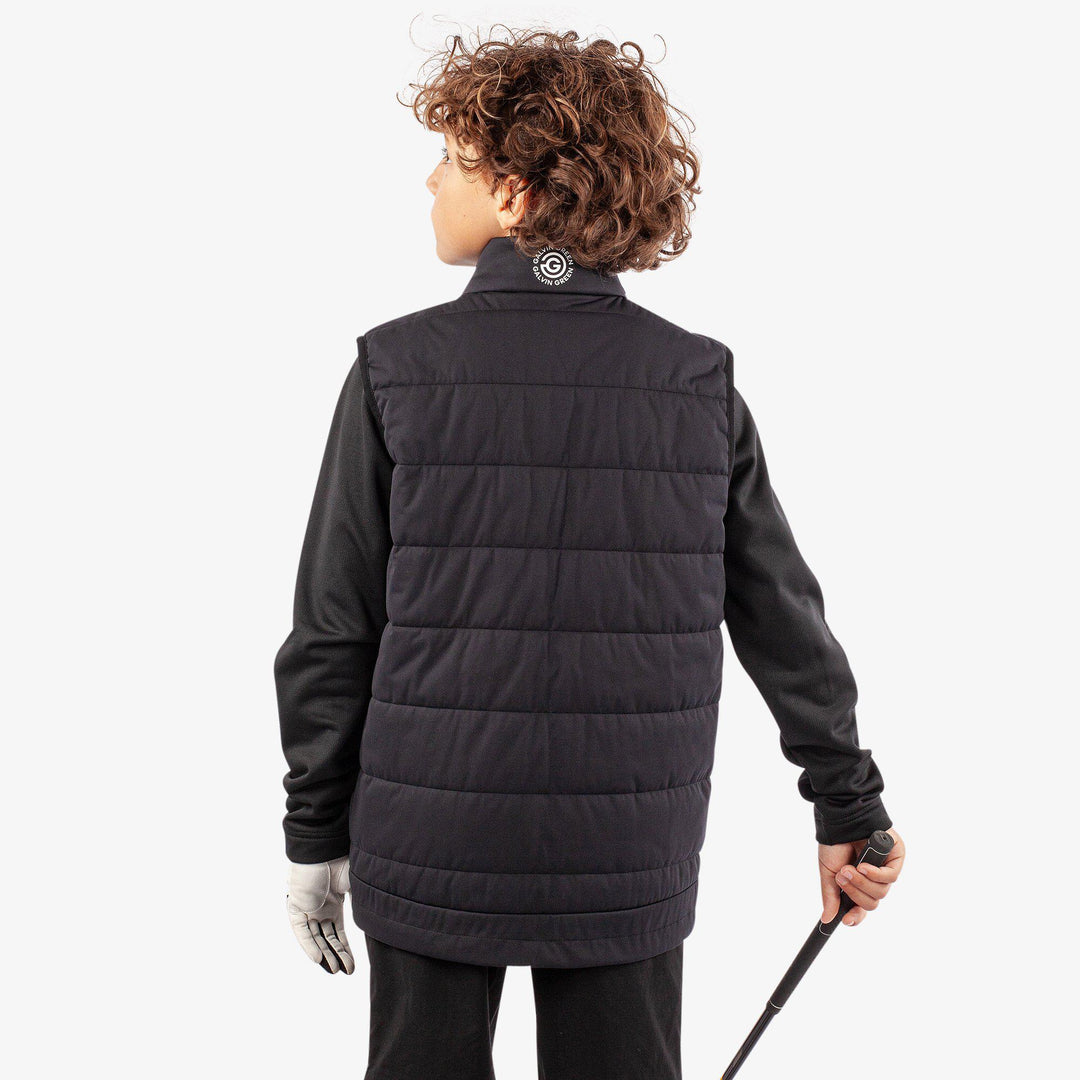 Ronie is a Windproof and water repellent golf vest for Juniors in the color Black/White(7)