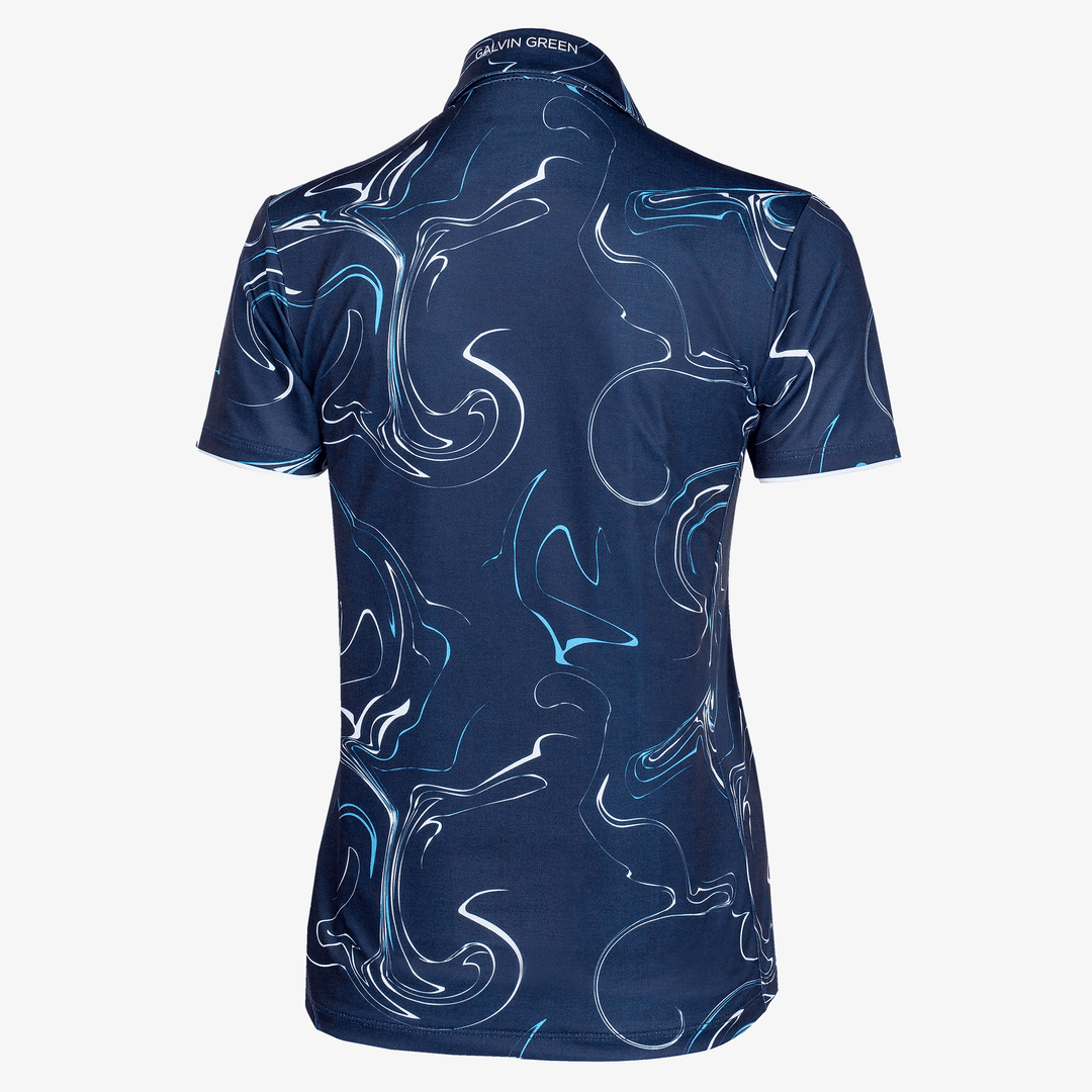 Malena is a Breathable short sleeve golf shirt for Women in the color Navy/White/Blue Bell(9)
