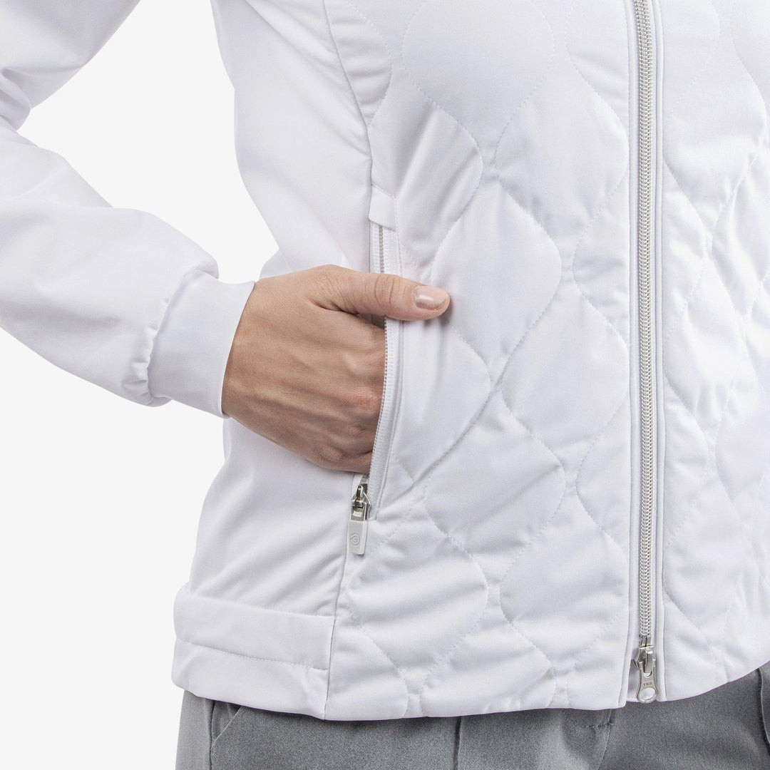 Leora is a Windproof and water repellent golf jacket for Women in the color White(5)