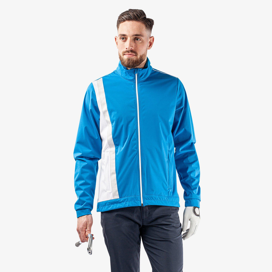Lucien is a Windproof and water repellent jacket for  in the color Blue/White/Cool Grey(1)