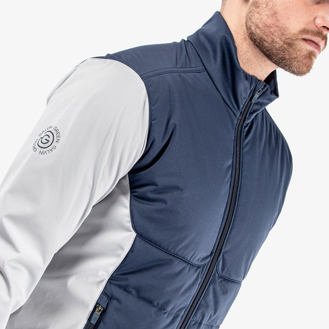Leonard is a Windproof and water repellent jacket for  in the color Navy/Cool Grey(4)