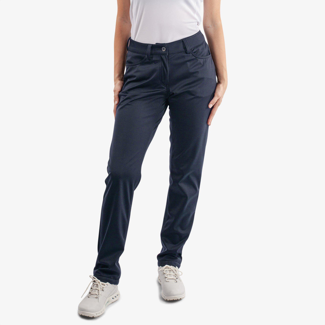 Levana is a Windproof and water repellent golf pants for Women in the color Navy(1)