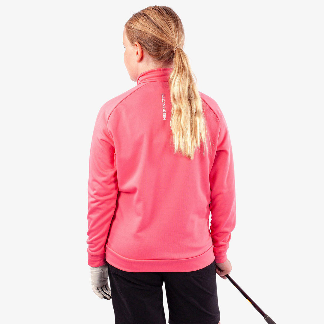 Rex is a Insulating golf mid layer for Juniors in the color Camelia Rose/White(6)