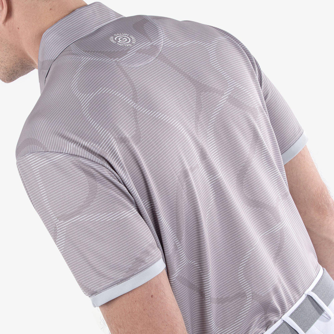 Markos is a Breathable short sleeve golf shirt for Men in the color Cool Grey/White(6)