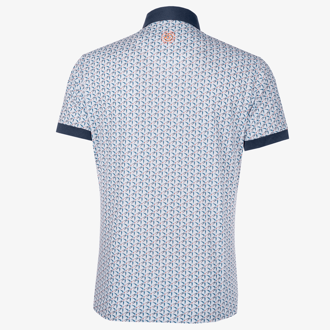 Malcolm is a Breathable short sleeve golf shirt for Men in the color White/Navy/Orange(8)