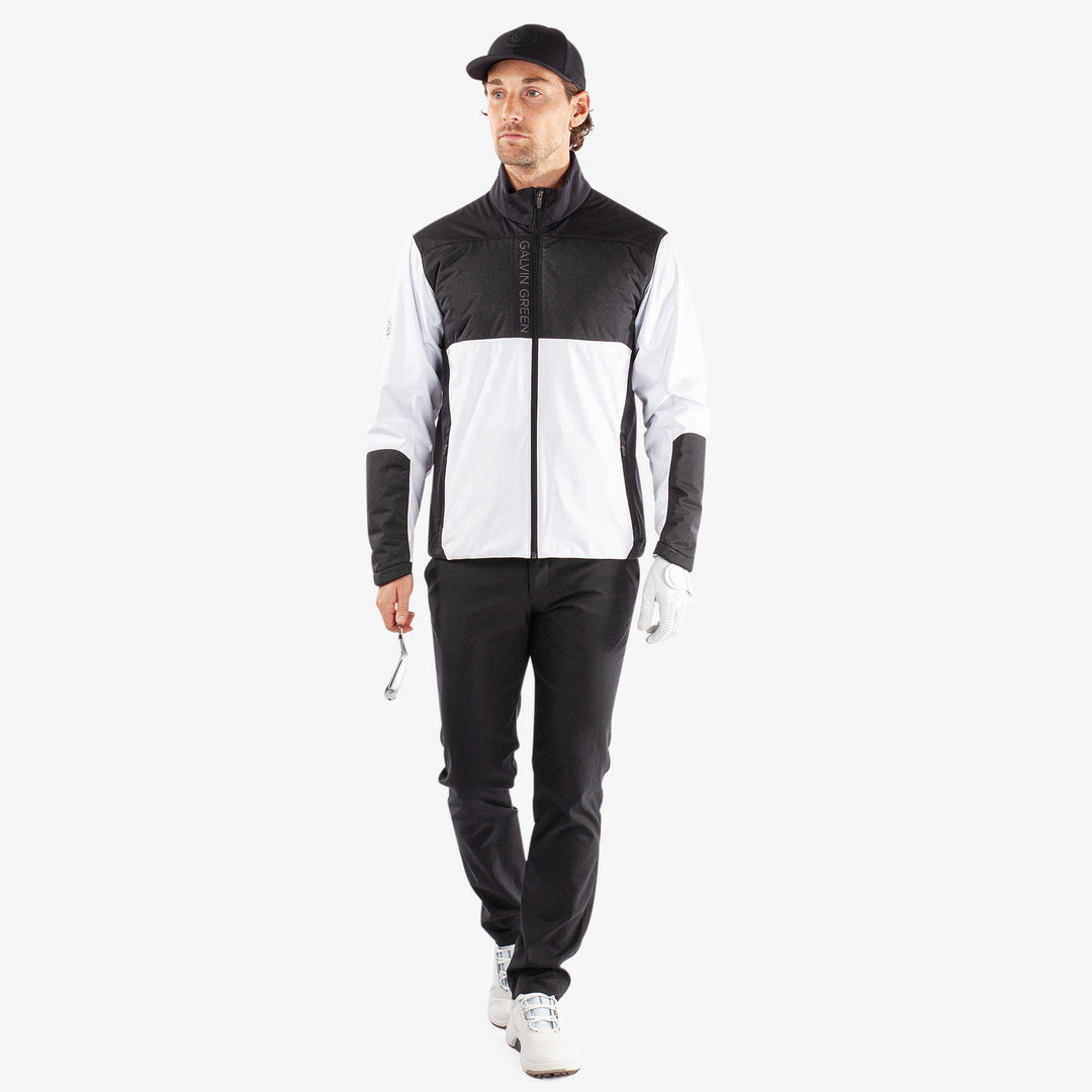Layton is a Windproof and water repellent golf jacket for Men in the color White/Black(2)