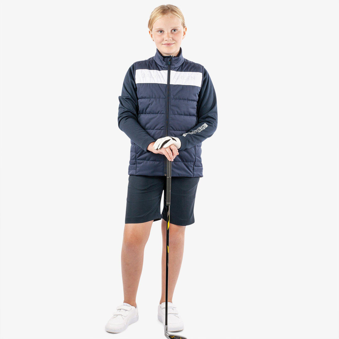 Ronie is a Windproof and water repellent golf vest for Juniors in the color Navy/White(2)
