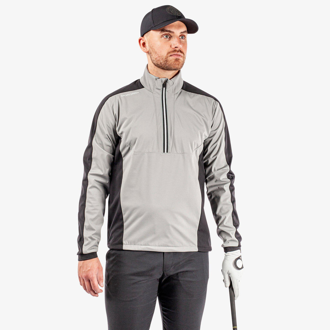 Lawrence is a Windproof and water repellent golf jacket for Men in the color Sharkskin/Black(1)