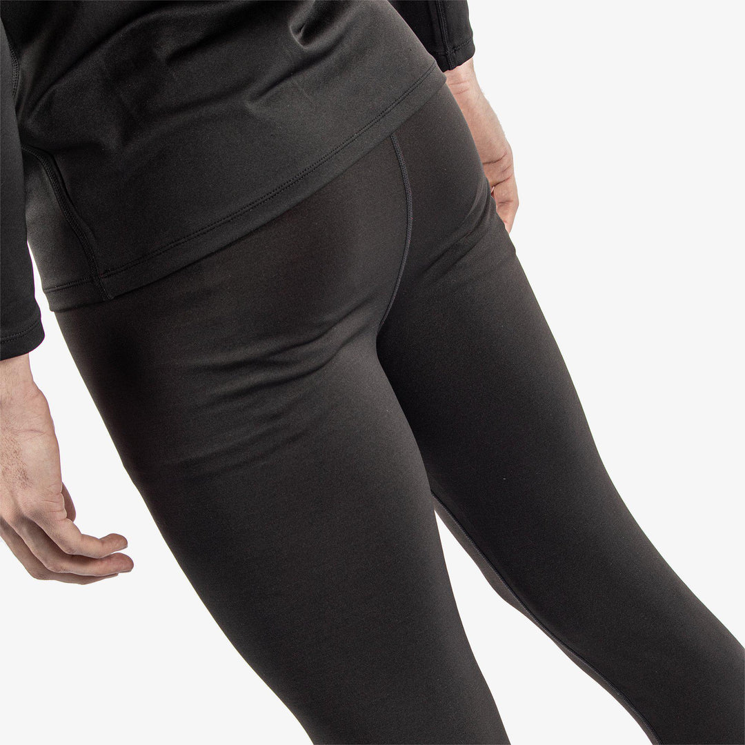 Elof is a Thermal base layer golf leggings for Men in the color Black/Red(8)
