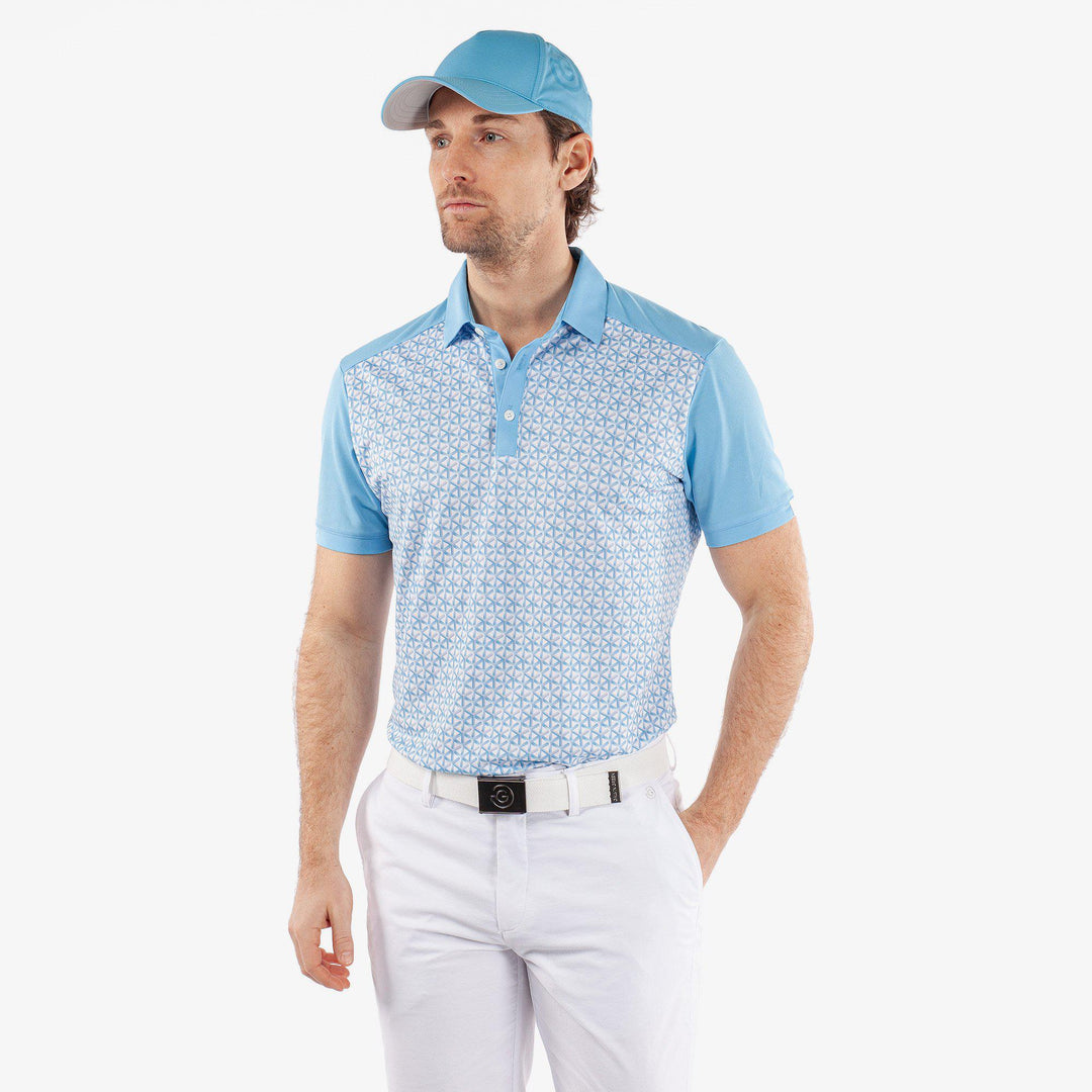 Mio is a Breathable short sleeve golf shirt for Men in the color Alaskan Blue(1)