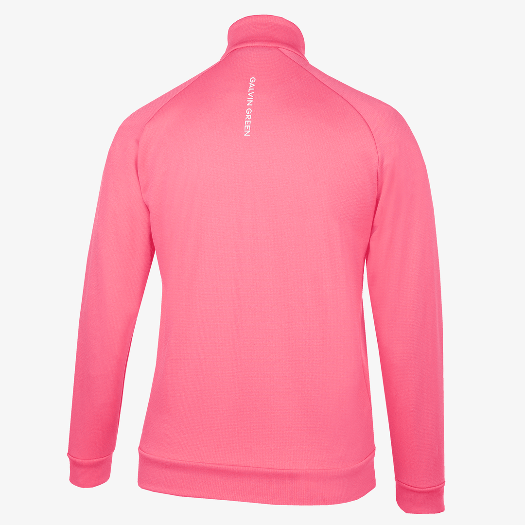 Rex is a Insulating golf mid layer for Juniors in the color Camelia Rose/White(9)
