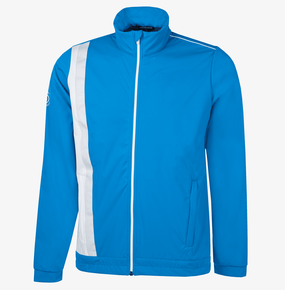 Lucien is a Windproof and water repellent golf jacket for Men in the color Blue/White/Cool Grey(0)