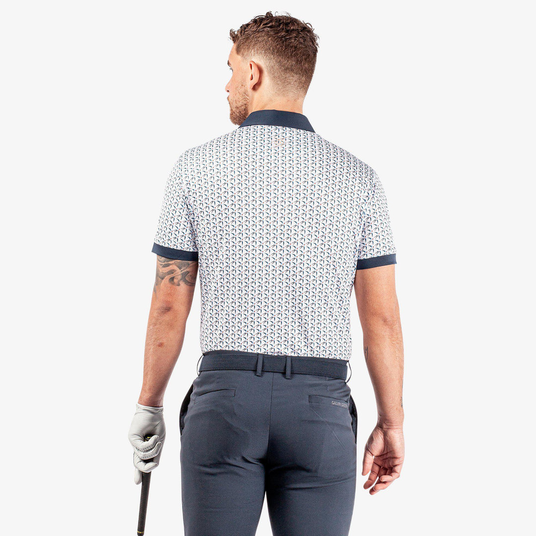 Malcolm is a Breathable short sleeve golf shirt for Men in the color White/Navy/Orange(5)