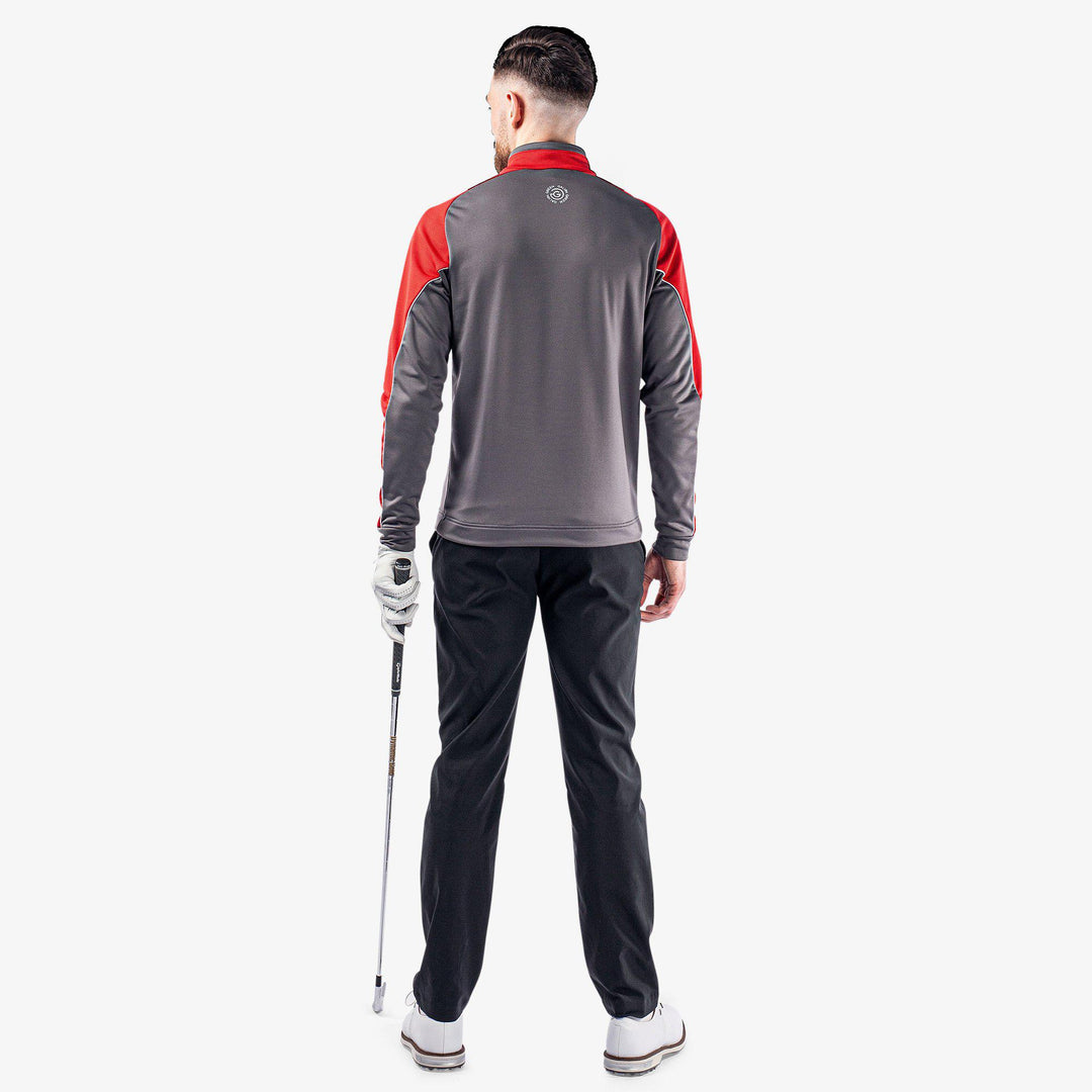 Daxton is a Insulating golf mid layer for Men in the color Forged Iron/Red/White (8)