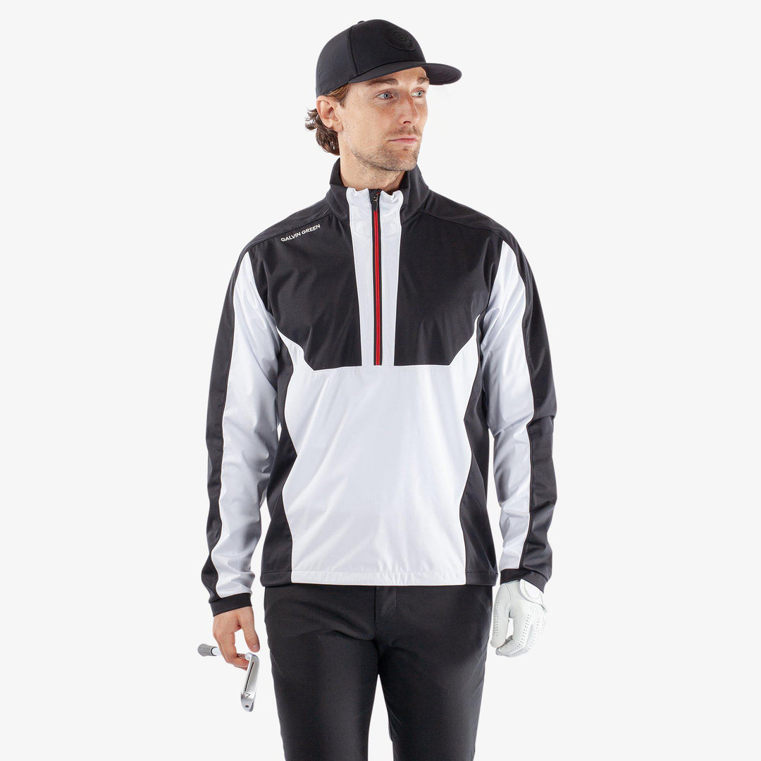 Lawrence is a Windproof and water repellent jacket for  in the color White/Black/Red(1)