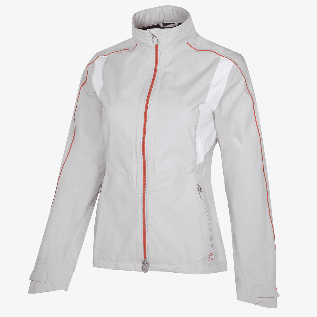 Ally is a Waterproof Jacket for Women in the color Cool Grey/White/Coral(0)