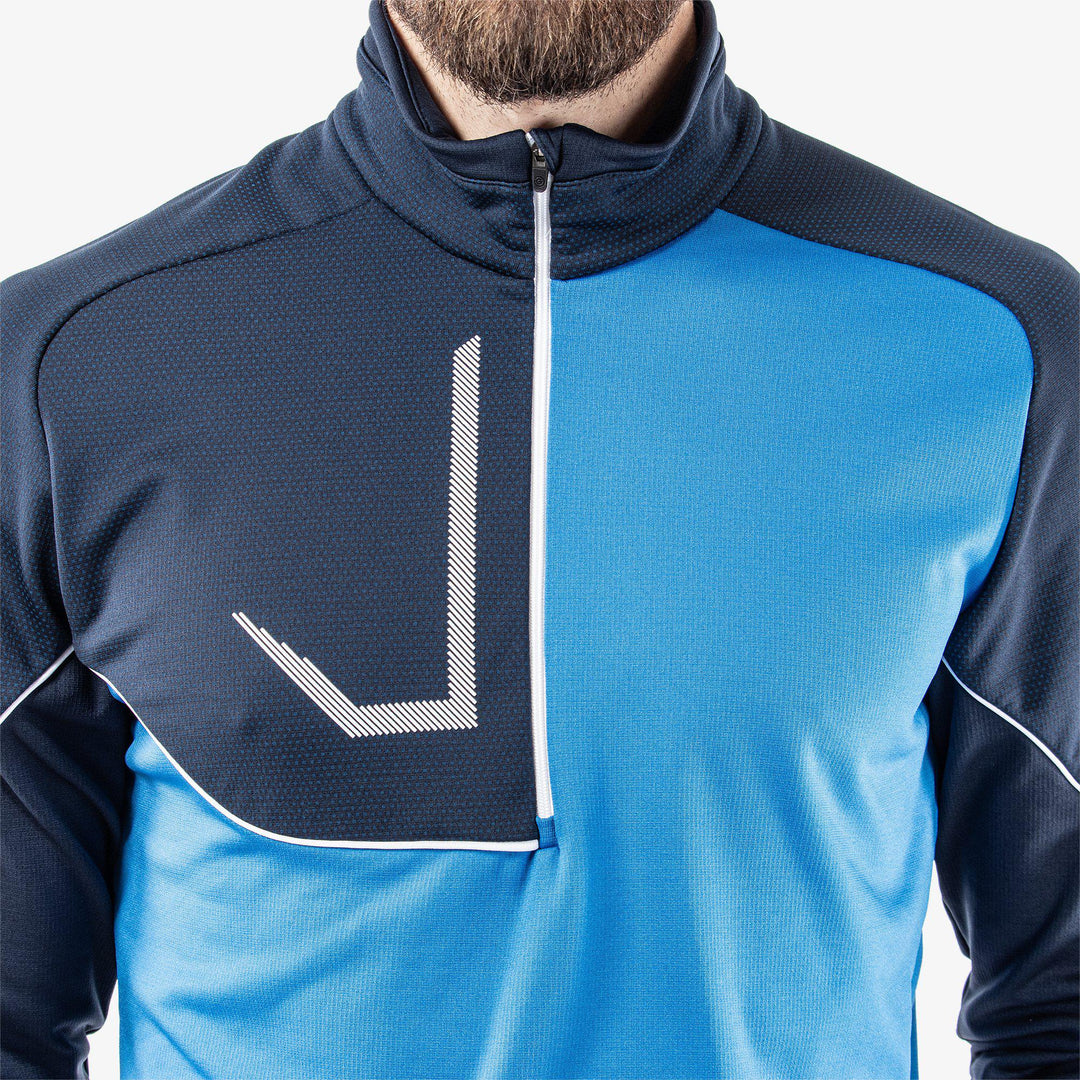 Daxton is a Insulating golf mid layer for Men in the color Blue/Navy/White(3)
