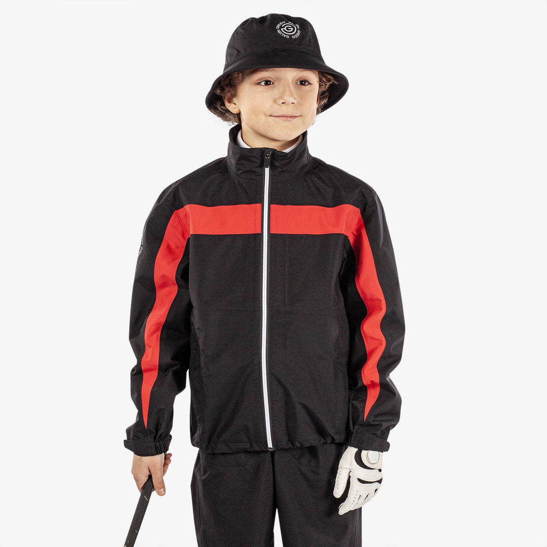Robert is a Waterproof jacket for Juniors in the color Black/Red(1)
