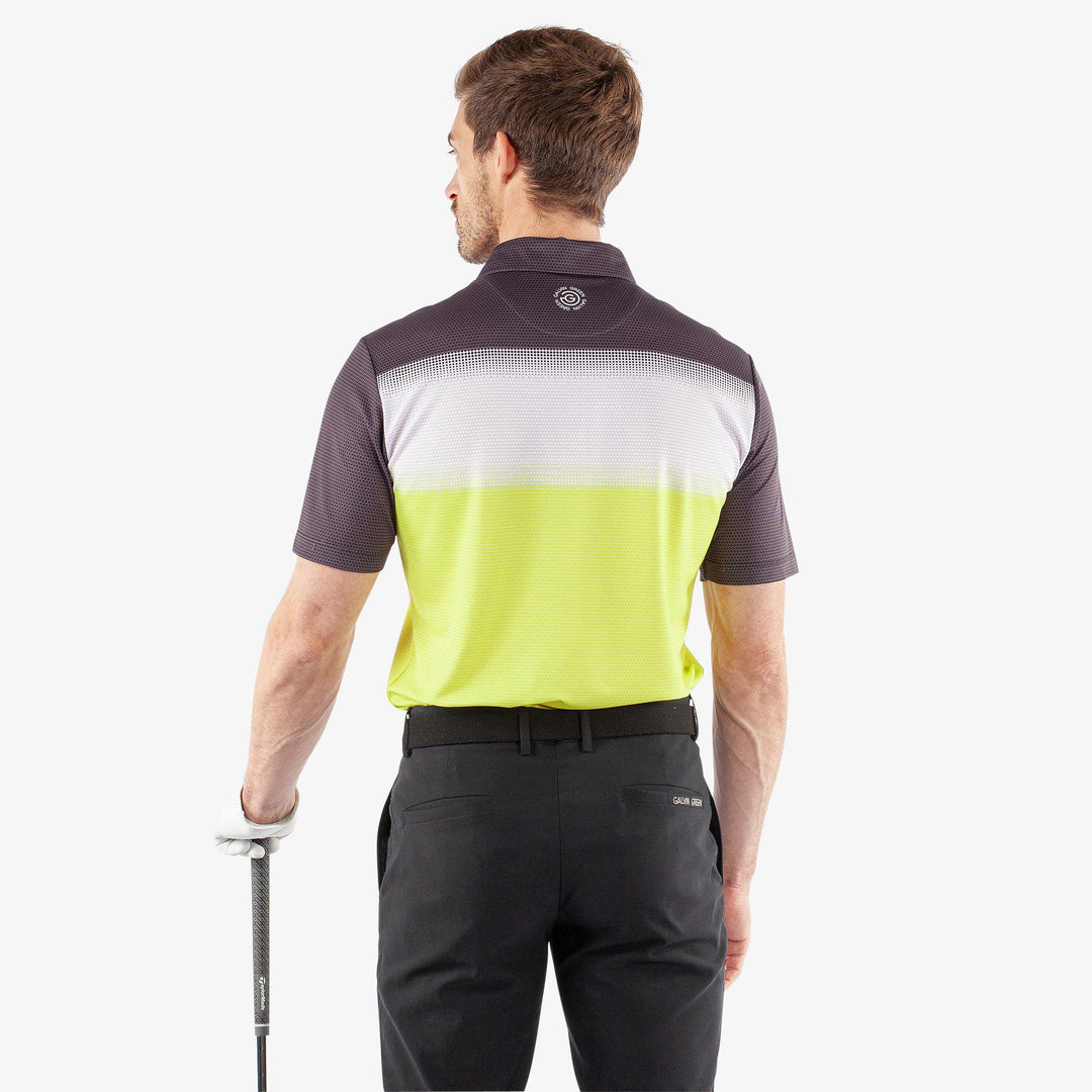 Mo is a Breathable short sleeve golf shirt for Men in the color Sunny Lime/White/Bla(4)