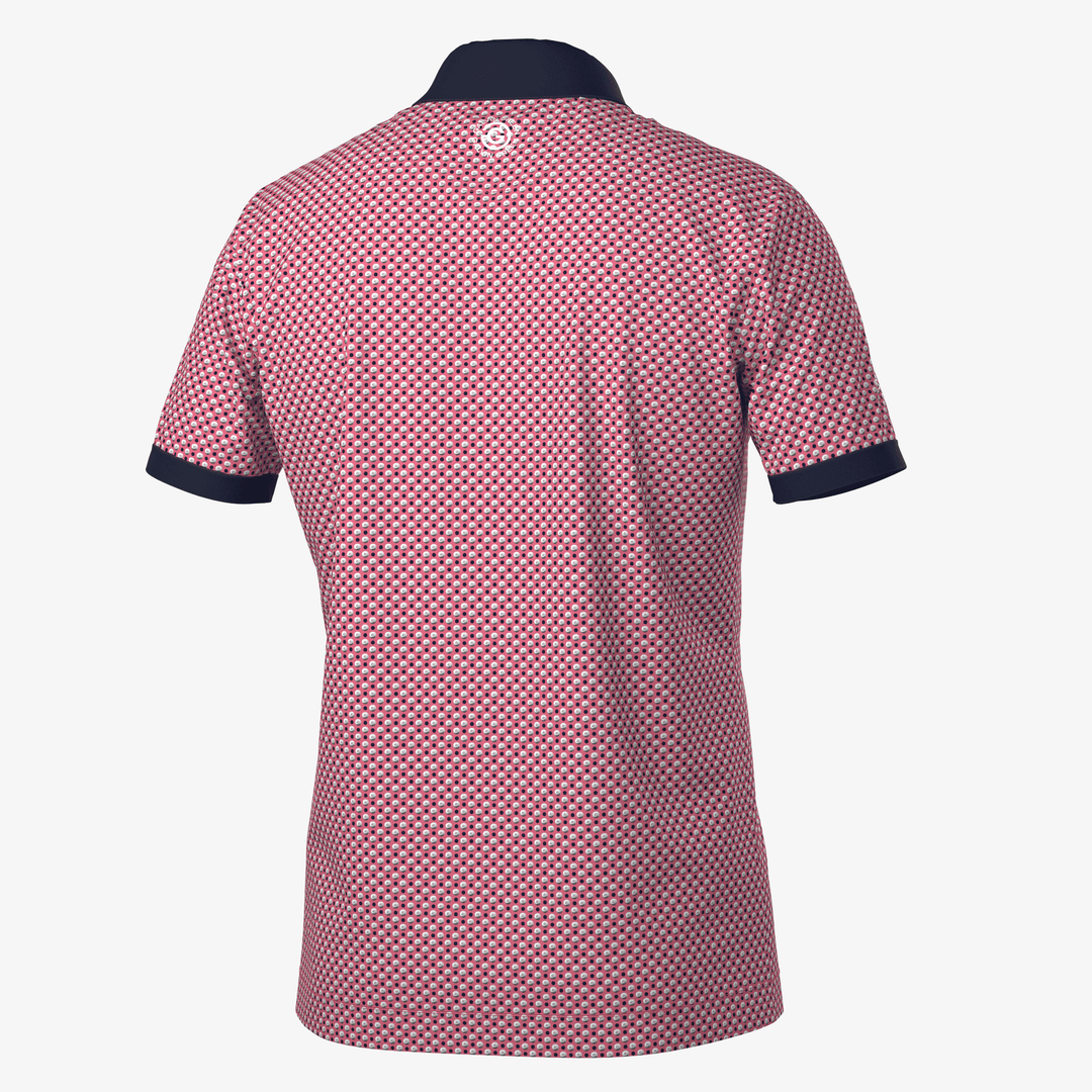 Mate is a Breathable short sleeve golf shirt for Men in the color Camelia Rose/Navy(7)