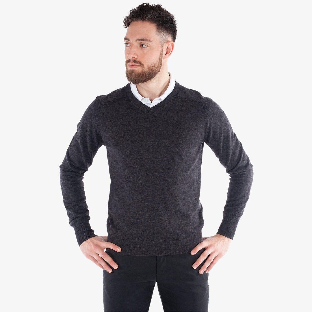 Carl is a Merino golf sweater for Men in the color Black Melange(1)
