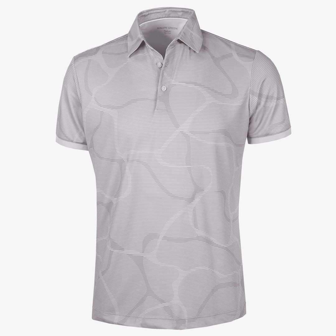 Markos is a Breathable short sleeve golf shirt for Men in the color Cool Grey/White(0)