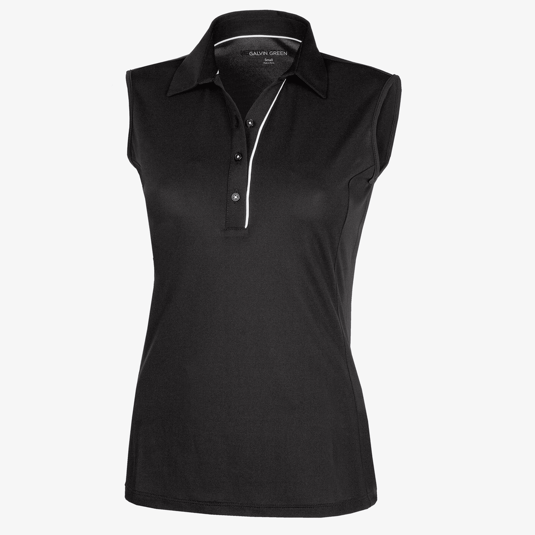 Meg is a Breathable short sleeve golf shirt for Women in the color Black/White(0)