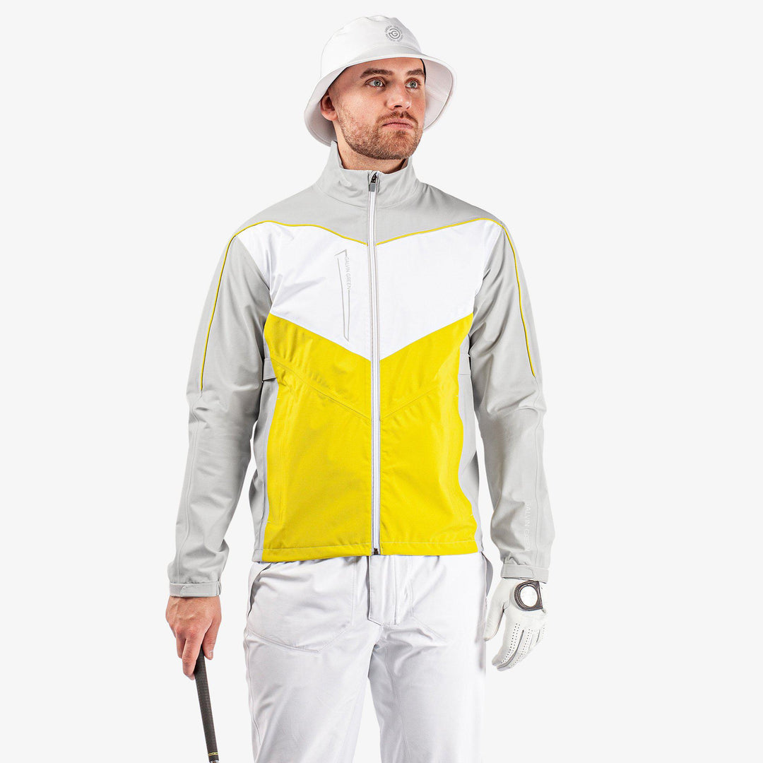 Armstrong is a Waterproof jacket for Men in the color Cool Grey/Sunny Lime/White(1)