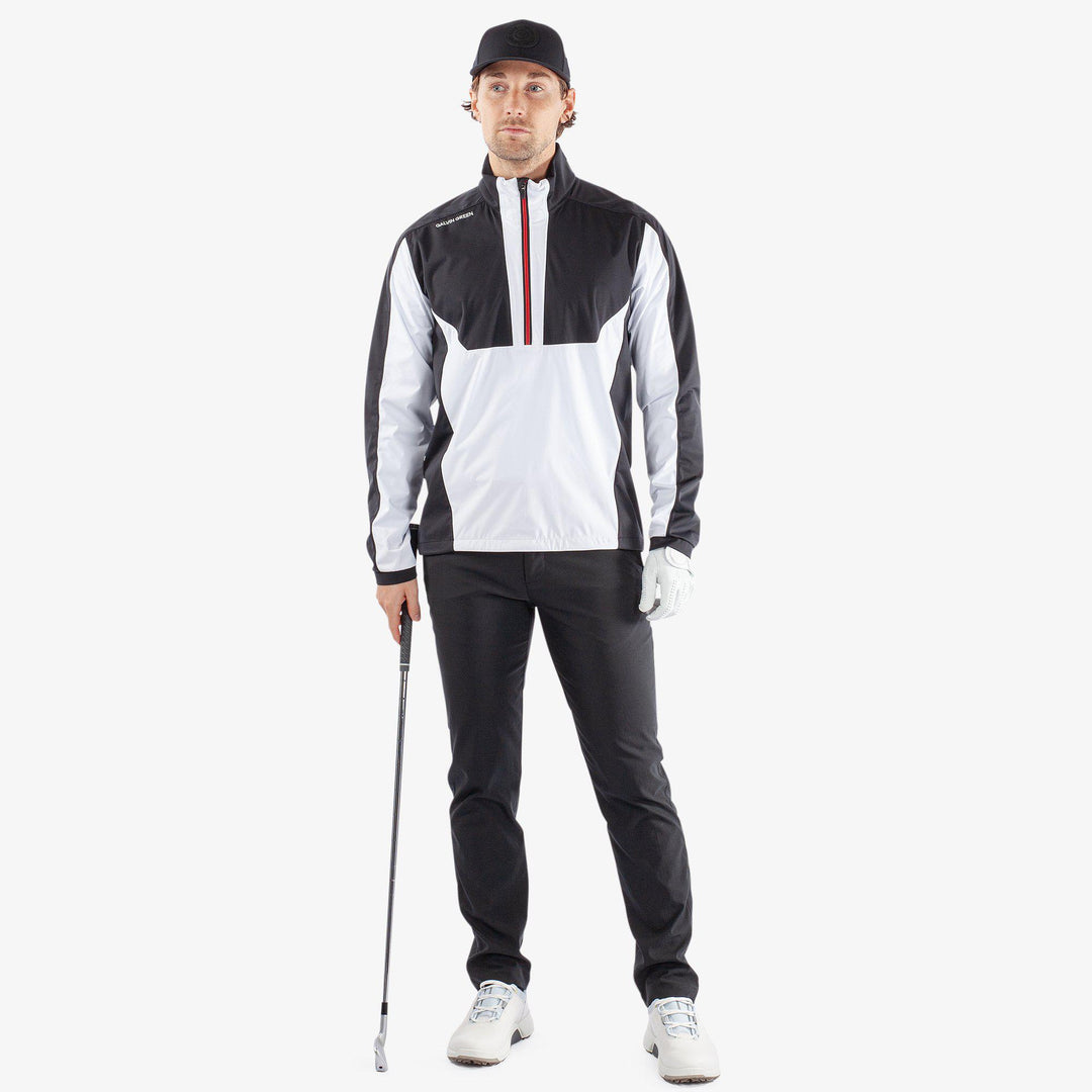 Lawrence is a Windproof and water repellent jacket for  in the color White/Black/Red(2)