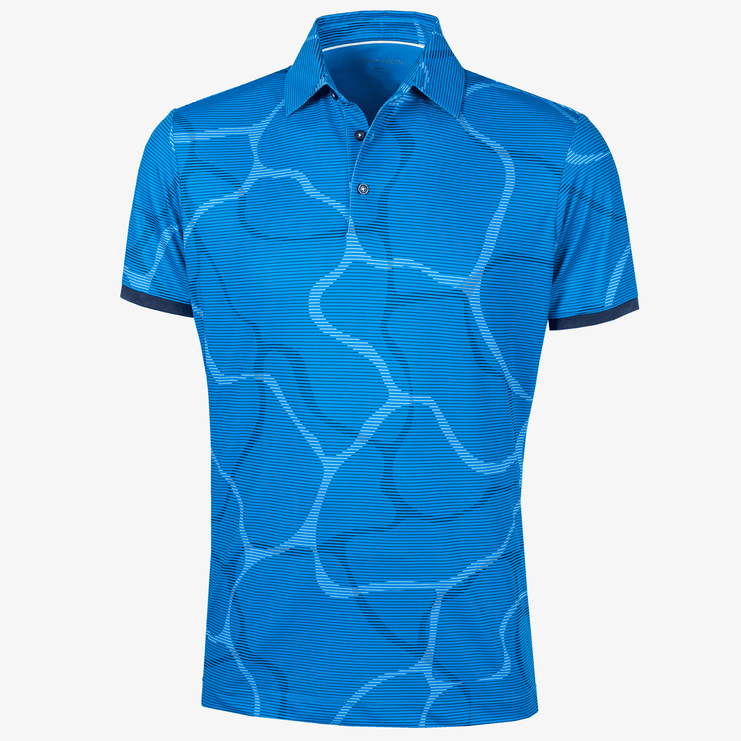 Markos is a Breathable short sleeve golf shirt for Men in the color Blue/Navy(0)