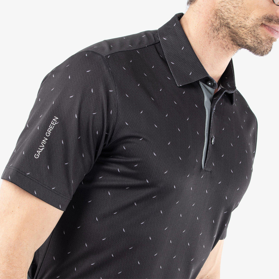 Miklos is a Breathable short sleeve golf shirt for Men in the color Black(3)