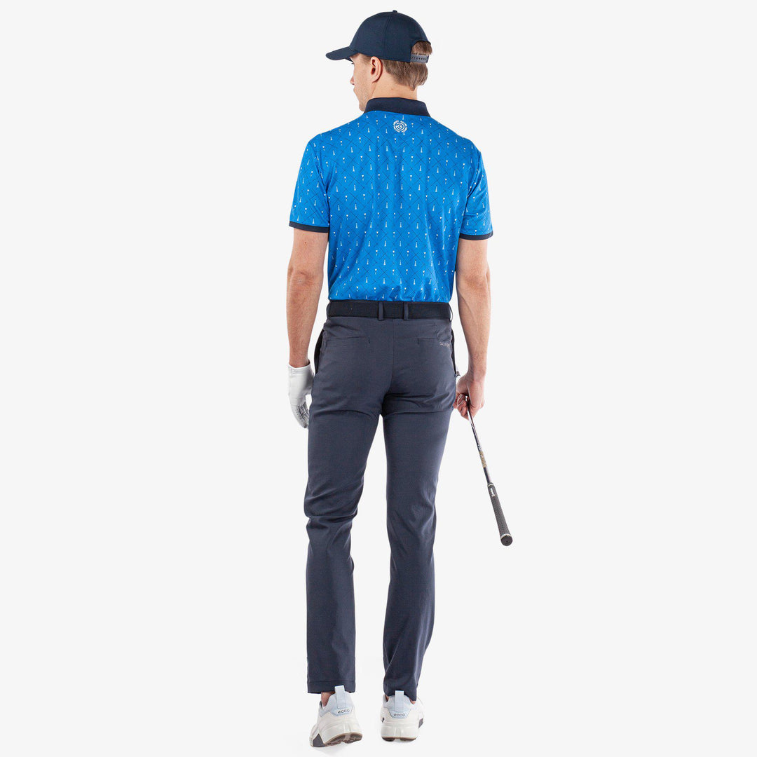 Manolo is a Breathable short sleeve golf shirt for Men in the color Blue/White/Navy(7)