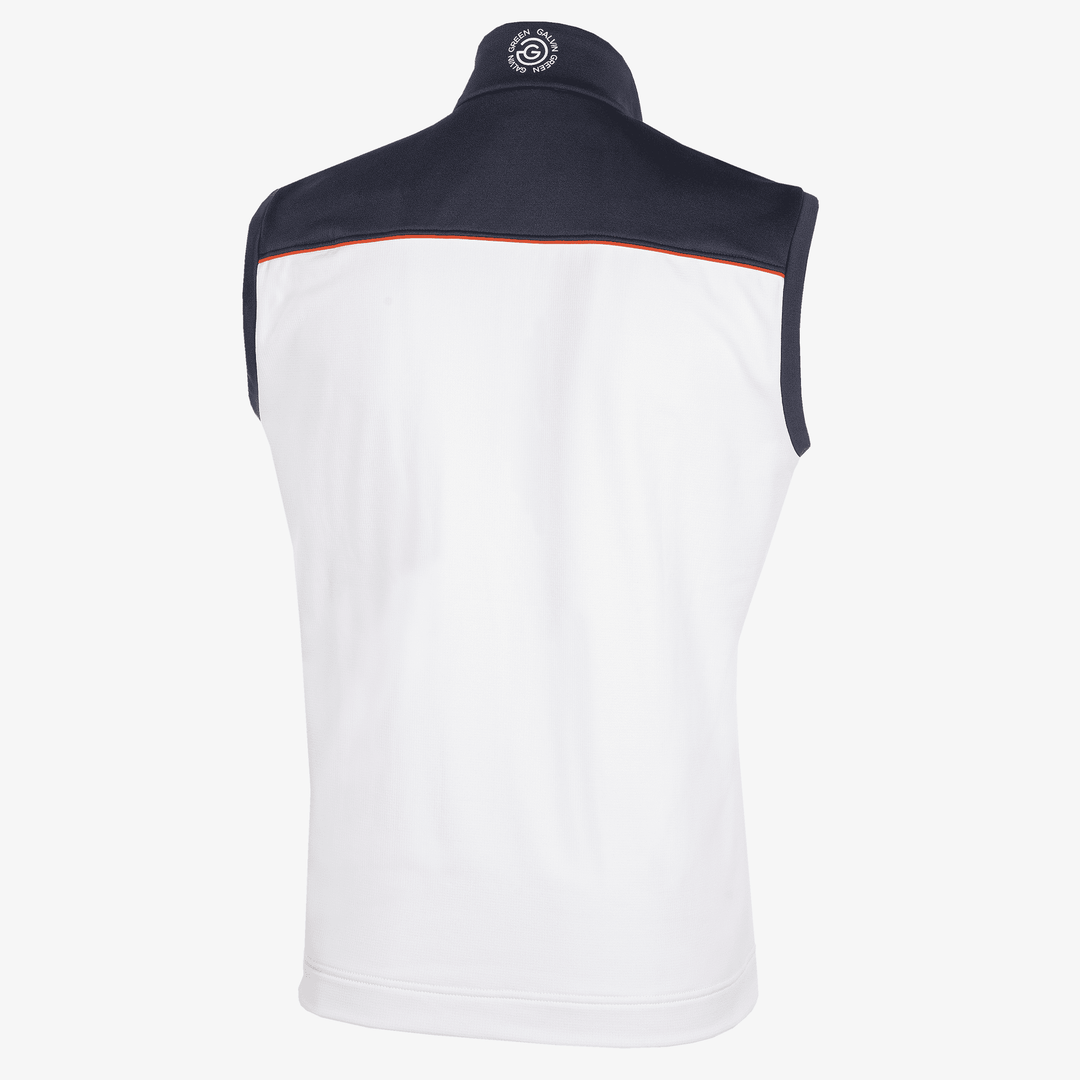 Davon is a Insulating golf vest for Men in the color White/Navy/Orange(7)