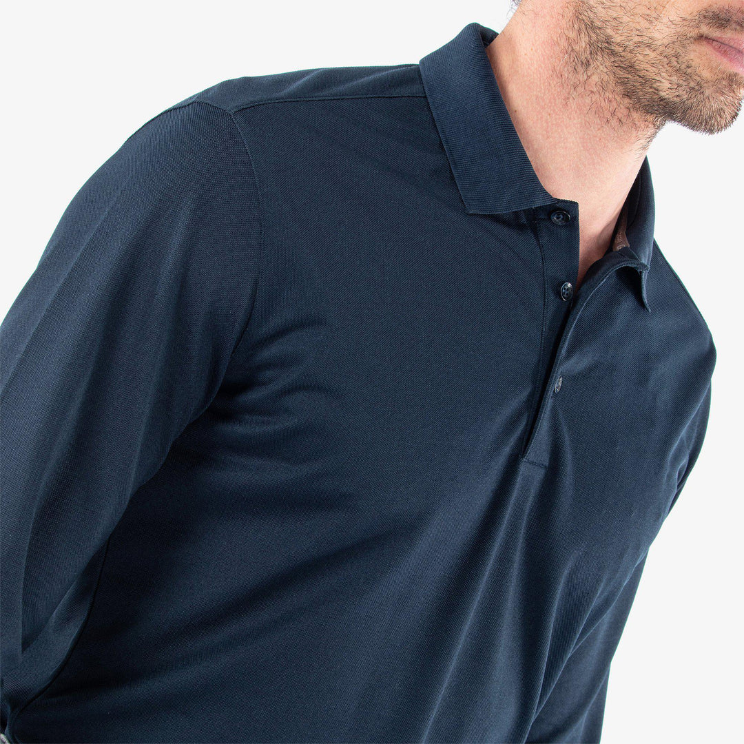 Michael is a Breathable long sleeve golf shirt for Men in the color Navy(3)