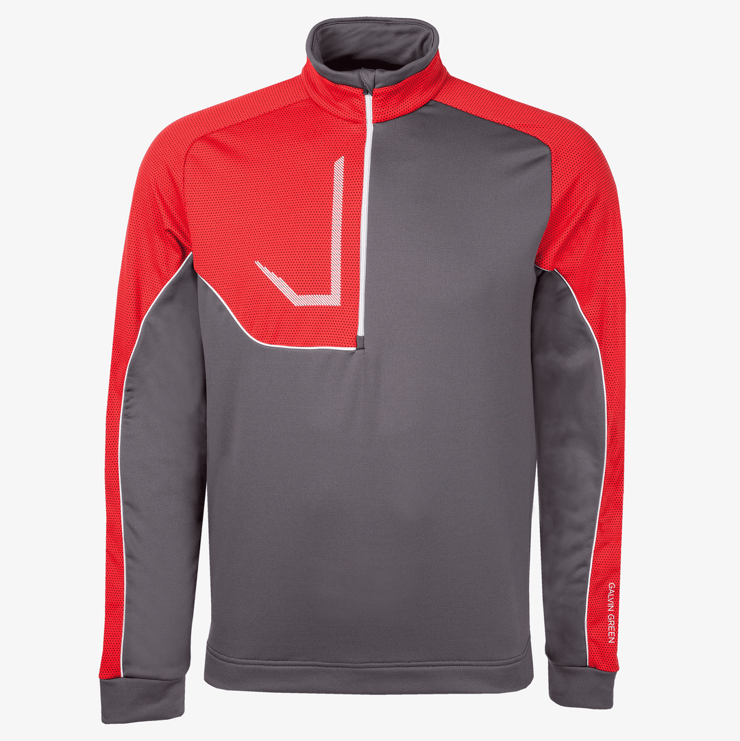 Daxton is a Insulating golf mid layer for Men in the color Forged Iron/Red/White (0)