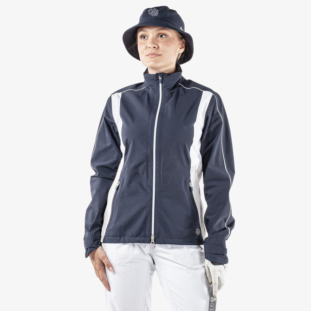 Ally is a Waterproof Jacket for Women in the color Navy/Cool Grey/White(1)