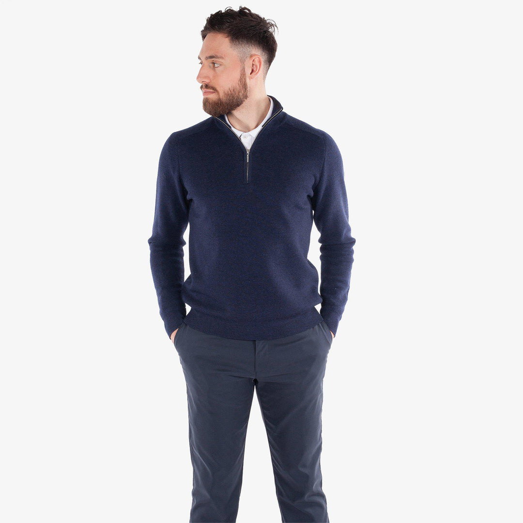 Chester is a Merino golf sweater for Men in the color Navy melange(2)